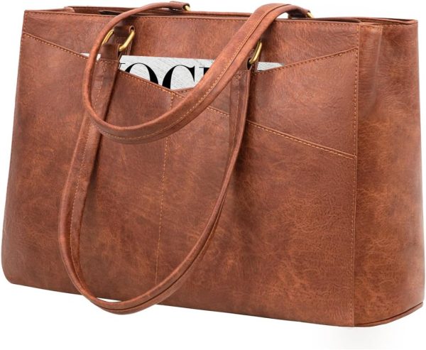 LOVEVOOK Laptop Tote Bag for Women 15.6 Inch Waterproof Leather Computer Bags Business Office Work Briefcase Black - Image 17