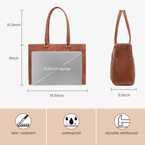 LOVEVOOK Laptop Tote Bag for Women 15.6 Inch Waterproof Leather Computer Bags Business Office Work Briefcase Black - Image 21