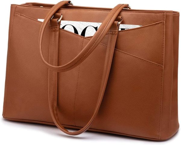 LOVEVOOK Laptop Tote Bag for Women 15.6 Inch Waterproof Leather Computer Bags Business Office Work Briefcase Black - Image 24