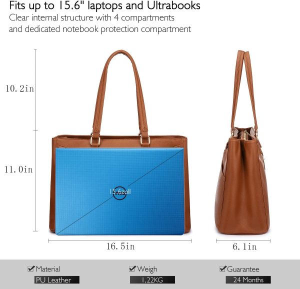 LOVEVOOK Laptop Tote Bag for Women 15.6 Inch Waterproof Leather Computer Bags Business Office Work Briefcase Black - Image 28