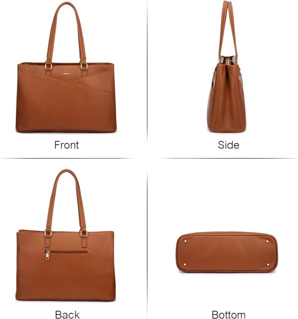 LOVEVOOK Laptop Tote Bag for Women 15.6 Inch Waterproof Leather Computer Bags Business Office Work Briefcase Black - Image 31