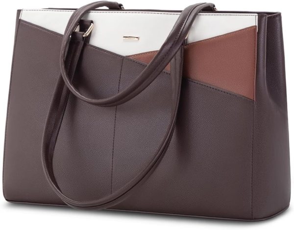 LOVEVOOK Laptop Tote Bag for Women 15.6 Inch Waterproof Leather Computer Bags Business Office Work Briefcase Black - Image 33