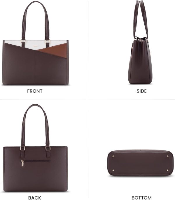 LOVEVOOK Laptop Tote Bag for Women 15.6 Inch Waterproof Leather Computer Bags Business Office Work Briefcase Black - Image 40