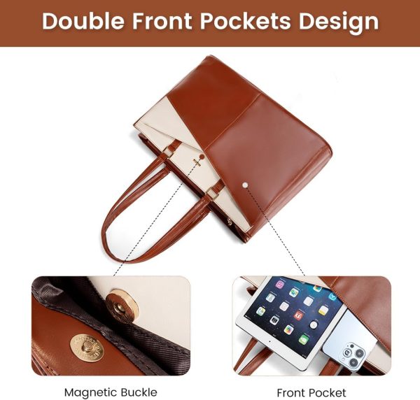 LOVEVOOK Laptop Tote Bag for Women 15.6 Inch Waterproof Leather Computer Bags Business Office Work Briefcase Black - Image 42