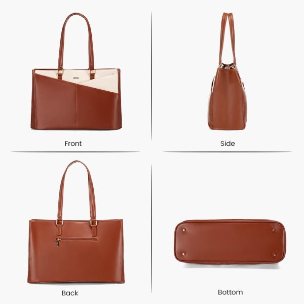 LOVEVOOK Laptop Tote Bag for Women 15.6 Inch Waterproof Leather Computer Bags Business Office Work Briefcase Black - Image 48