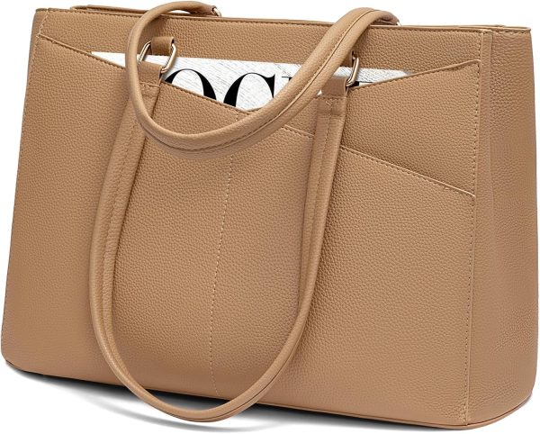 LOVEVOOK Laptop Tote Bag for Women 15.6 Inch Waterproof Leather Computer Bags Business Office Work Briefcase Black - Image 49