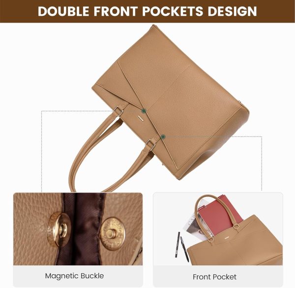 LOVEVOOK Laptop Tote Bag for Women 15.6 Inch Waterproof Leather Computer Bags Business Office Work Briefcase Black - Image 50