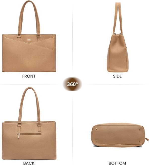 LOVEVOOK Laptop Tote Bag for Women 15.6 Inch Waterproof Leather Computer Bags Business Office Work Briefcase Black - Image 55