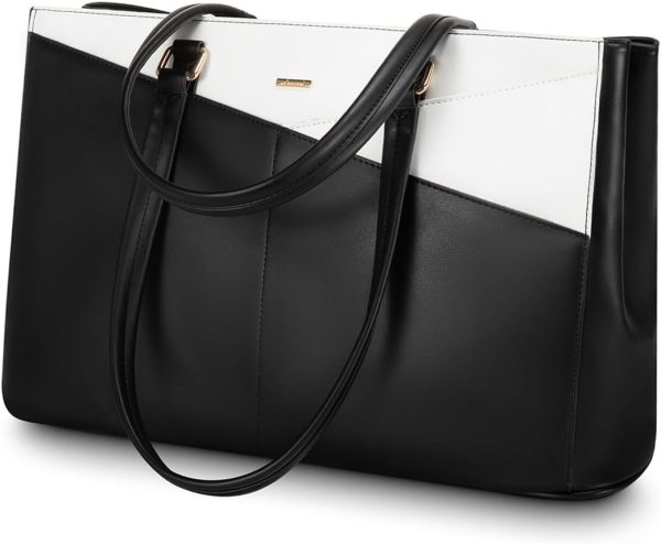 LOVEVOOK Laptop Tote Bag for Women 15.6 Inch Waterproof Leather Computer Bags Business Office Work Briefcase Black - Image 56