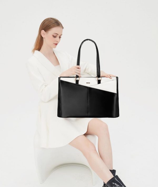 LOVEVOOK Laptop Tote Bag for Women 15.6 Inch Waterproof Leather Computer Bags Business Office Work Briefcase Black - Image 58