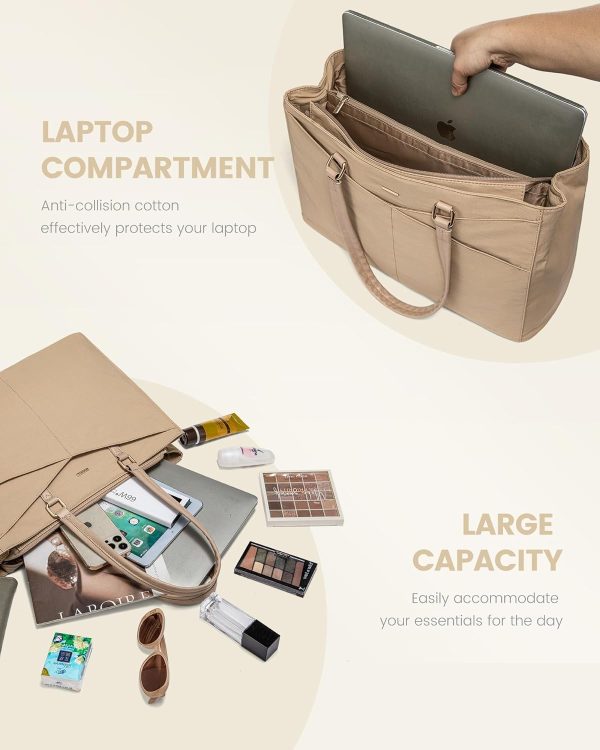 LOVEVOOK Laptop Tote Bag for Women 15.6 Inch Waterproof Leather Computer Bags Business Office Work Briefcase Black - Image 66