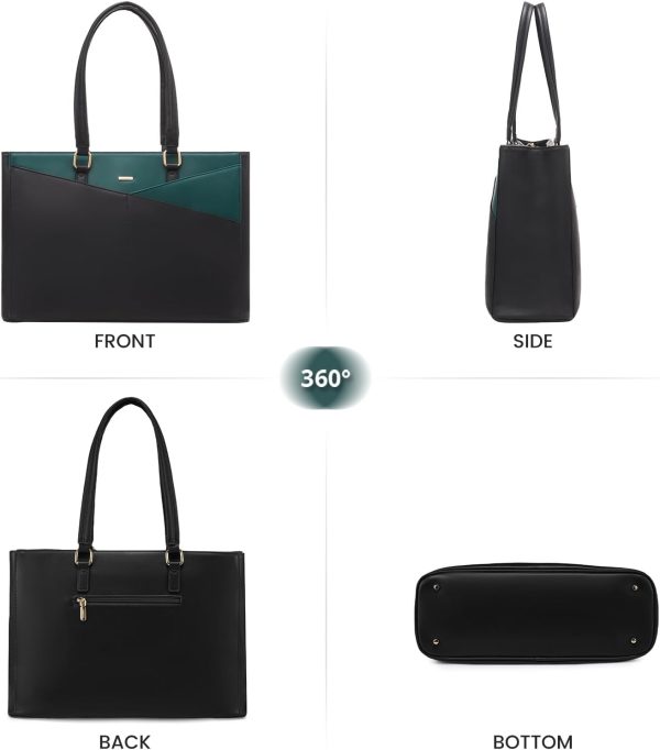 LOVEVOOK Laptop Tote Bag for Women 15.6 Inch Waterproof Leather Computer Bags Business Office Work Briefcase Black - Image 78