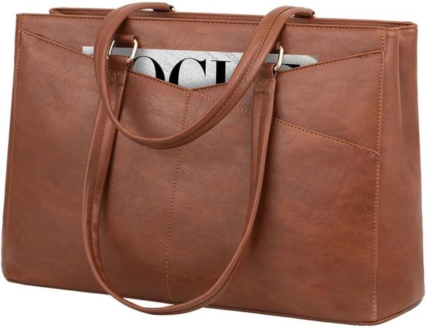 LOVEVOOK Laptop Tote Bag for Women 15.6 Inch Waterproof Leather Computer Bags Business Office Work Briefcase Black - Image 79