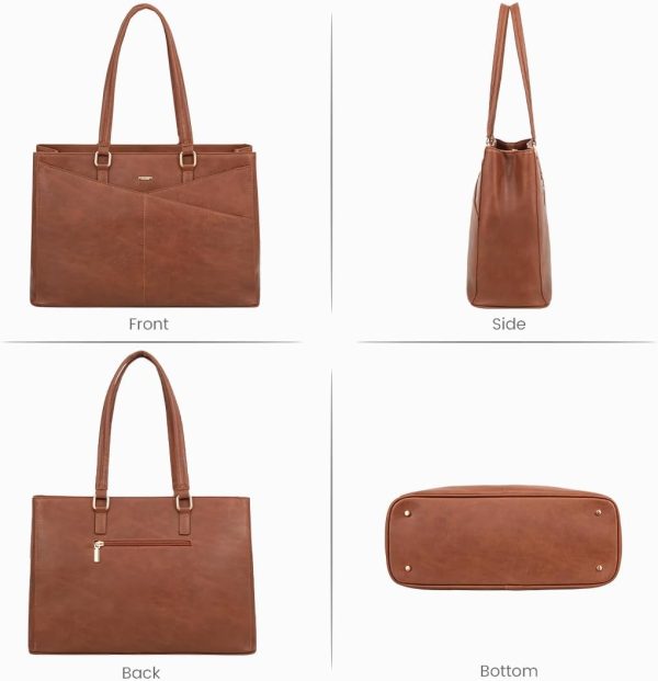 LOVEVOOK Laptop Tote Bag for Women 15.6 Inch Waterproof Leather Computer Bags Business Office Work Briefcase Black - Image 86