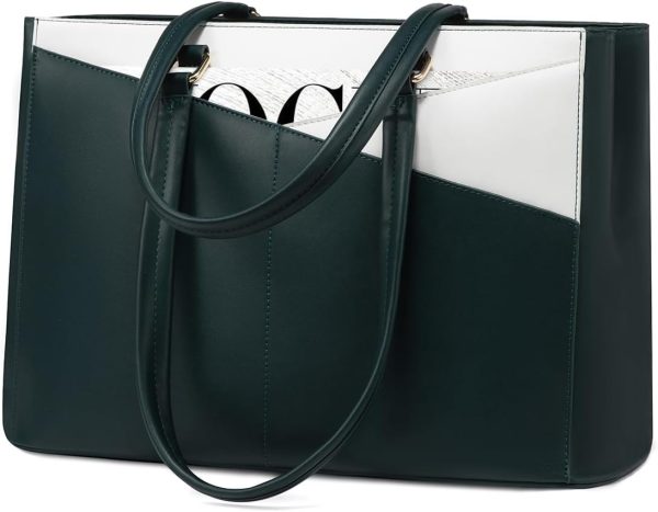 LOVEVOOK Laptop Tote Bag for Women 15.6 Inch Waterproof Leather Computer Bags Business Office Work Briefcase Black - Image 88