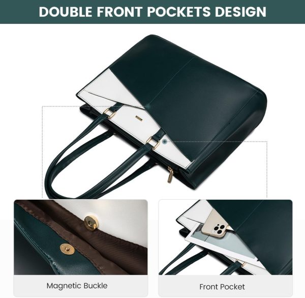 LOVEVOOK Laptop Tote Bag for Women 15.6 Inch Waterproof Leather Computer Bags Business Office Work Briefcase Black - Image 90