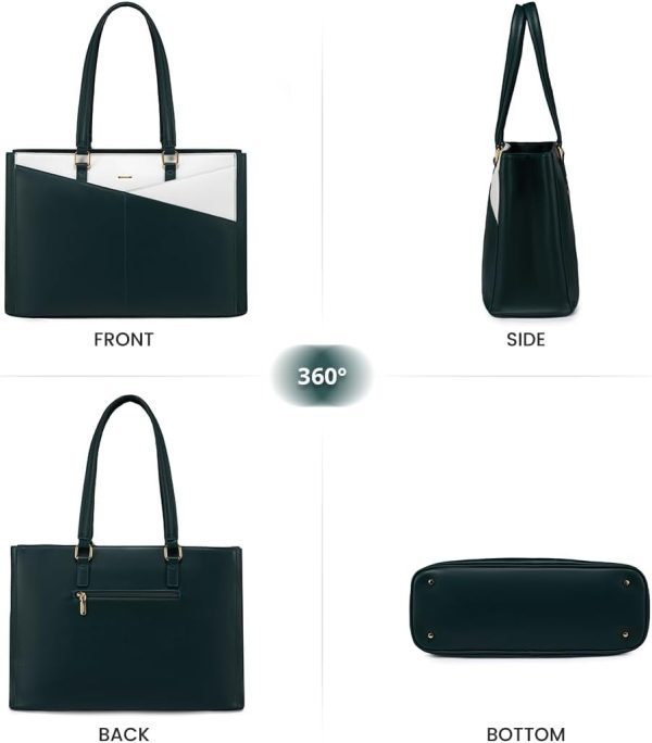 LOVEVOOK Laptop Tote Bag for Women 15.6 Inch Waterproof Leather Computer Bags Business Office Work Briefcase Black - Image 95