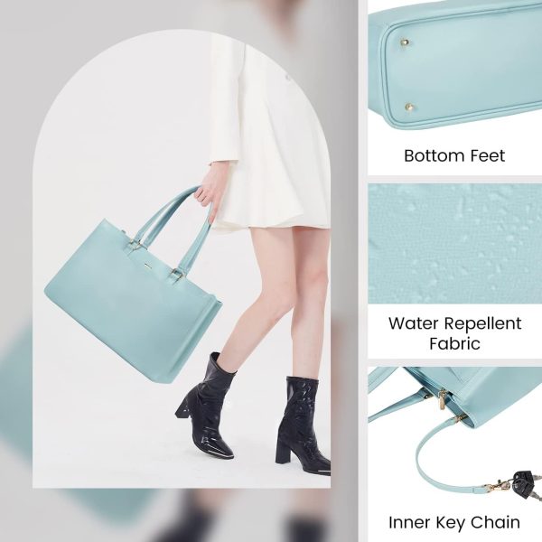 LOVEVOOK Laptop Tote Bag for Women 15.6 Inch Waterproof Leather Computer Bags Business Office Work Briefcase Black - Image 98
