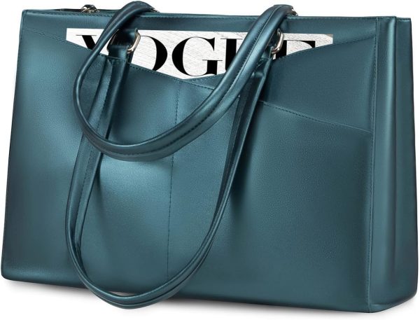 LOVEVOOK Laptop Tote Bag for Women 15.6 Inch Waterproof Leather Computer Bags Business Office Work Briefcase Black - Image 102
