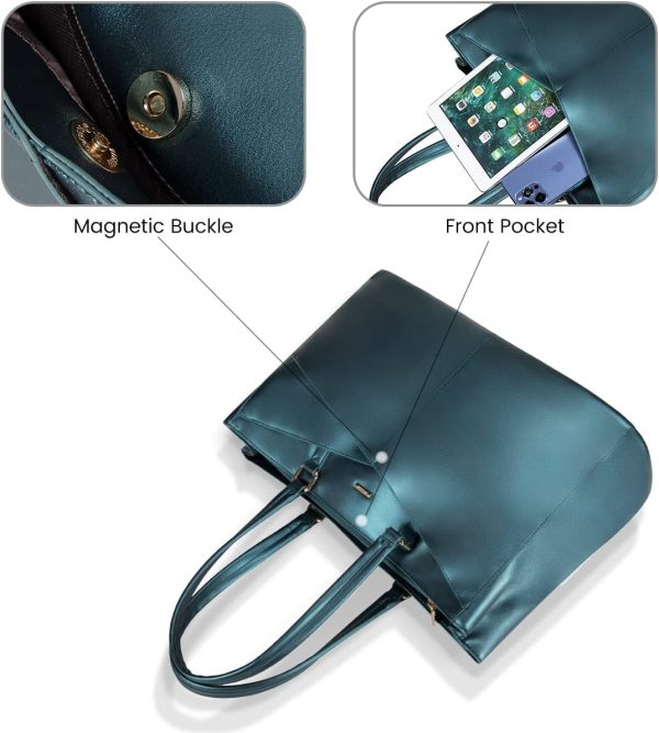 LOVEVOOK Laptop Tote Bag for Women 15.6 Inch Waterproof Leather Computer Bags Business Office Work Briefcase Black - Image 103