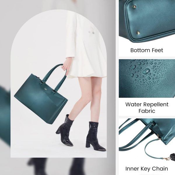 LOVEVOOK Laptop Tote Bag for Women 15.6 Inch Waterproof Leather Computer Bags Business Office Work Briefcase Black - Image 104