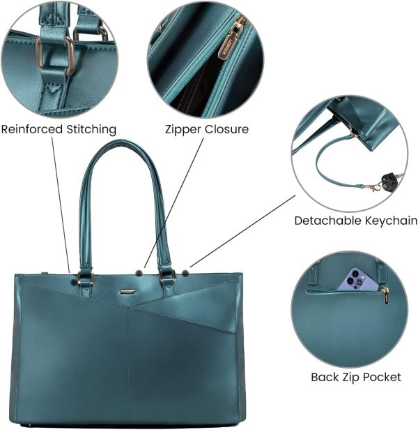 LOVEVOOK Laptop Tote Bag for Women 15.6 Inch Waterproof Leather Computer Bags Business Office Work Briefcase Black - Image 106
