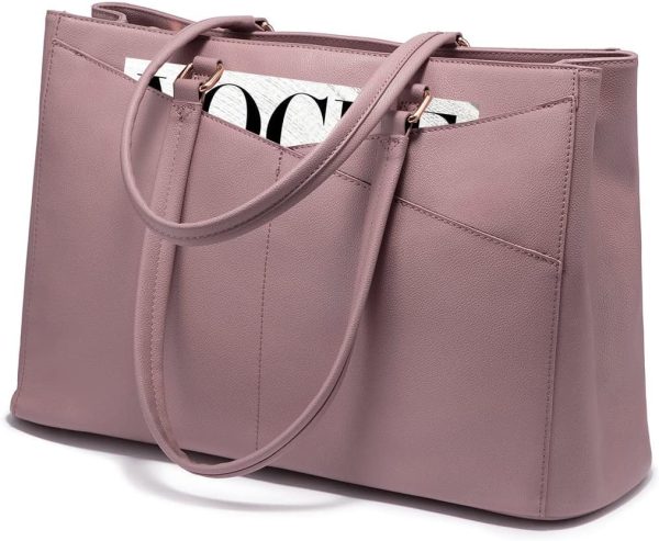 LOVEVOOK Laptop Tote Bag for Women 15.6 Inch Waterproof Leather Computer Bags Business Office Work Briefcase Black - Image 108