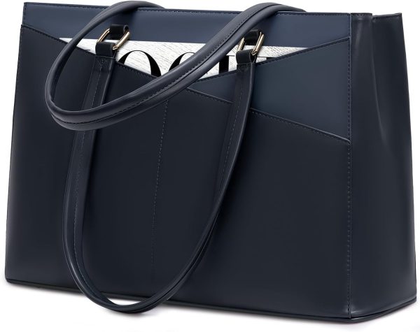 LOVEVOOK Laptop Tote Bag for Women 15.6 Inch Waterproof Leather Computer Bags Business Office Work Briefcase Black - Image 124