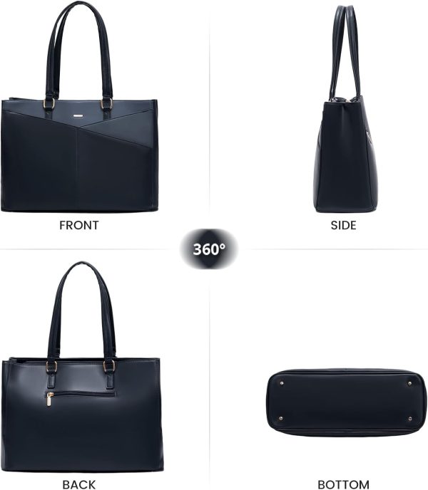 LOVEVOOK Laptop Tote Bag for Women 15.6 Inch Waterproof Leather Computer Bags Business Office Work Briefcase Black - Image 130