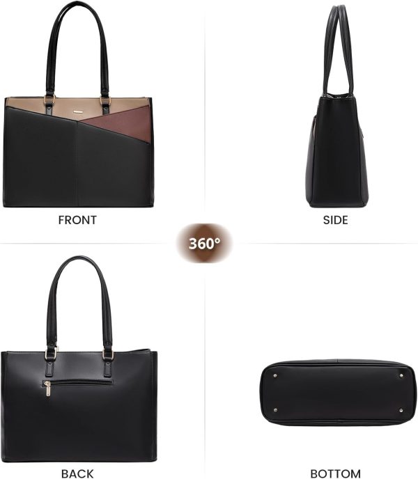 LOVEVOOK Laptop Tote Bag for Women 15.6 Inch Waterproof Leather Computer Bags Business Office Work Briefcase Black - Image 137