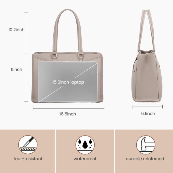 LOVEVOOK Laptop Tote Bag for Women 15.6 Inch Waterproof Leather Computer Bags Business Office Work Briefcase Black - Image 142