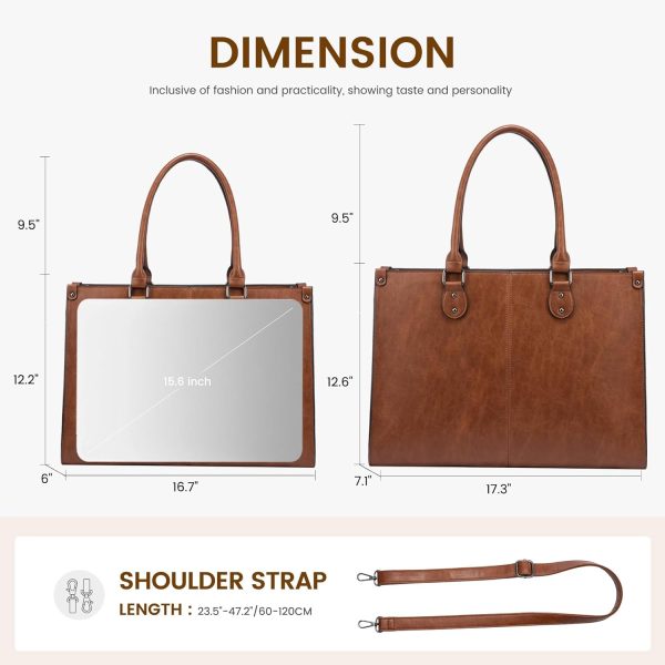 LOVEVOOK Laptop Bag for Women, 15.6 inch Laptop Tote Bag Vintage Work Bags for Women Computer Bag Office Briefcase Handbag - Image 3