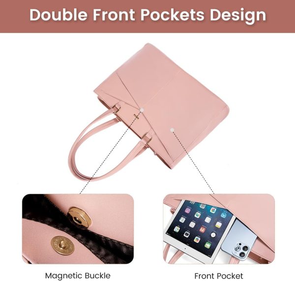 LOVEVOOK Laptop Tote Bag for Women 15.6 Inch Waterproof Leather Computer Bags Business Office Work Briefcase Black - Image 147