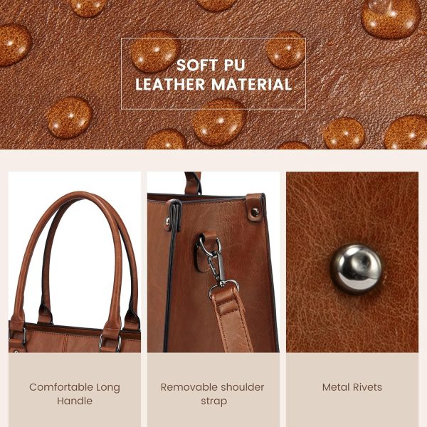 LOVEVOOK Laptop Bag for Women, 15.6 inch Laptop Tote Bag Vintage Work Bags for Women Computer Bag Office Briefcase Handbag - Image 5