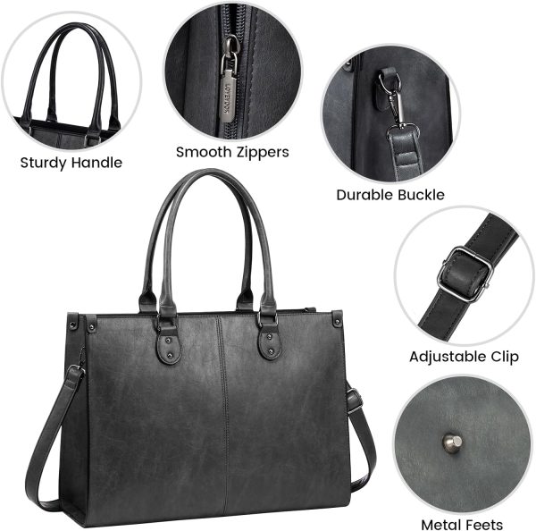 LOVEVOOK Laptop Bag for Women, 15.6 inch Laptop Tote Bag Vintage Work Bags for Women Computer Bag Office Briefcase Handbag - Image 12