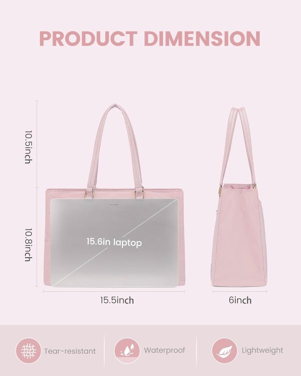LOVEVOOK Laptop Tote Bag for Women 15.6 Inch Waterproof Leather Computer Bags Business Office Work Briefcase Black - Image 157
