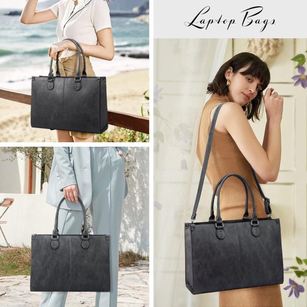 LOVEVOOK Laptop Bag for Women, 15.6 inch Laptop Tote Bag Vintage Work Bags for Women Computer Bag Office Briefcase Handbag - Image 14