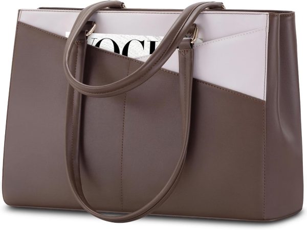 LOVEVOOK Laptop Tote Bag for Women 15.6 Inch Waterproof Leather Computer Bags Business Office Work Briefcase Black - Image 161