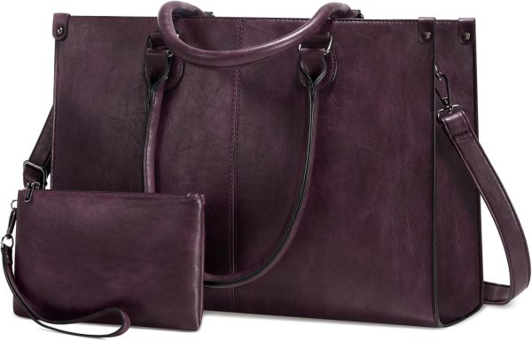 LOVEVOOK Laptop Bag for Women, 15.6 inch Laptop Tote Bag Vintage Work Bags for Women Computer Bag Office Briefcase Handbag - Image 17