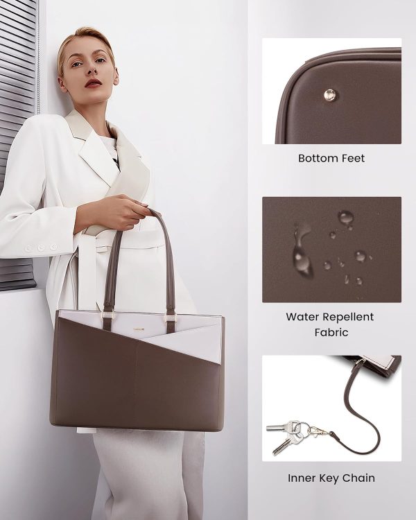 LOVEVOOK Laptop Tote Bag for Women 15.6 Inch Waterproof Leather Computer Bags Business Office Work Briefcase Black - Image 163
