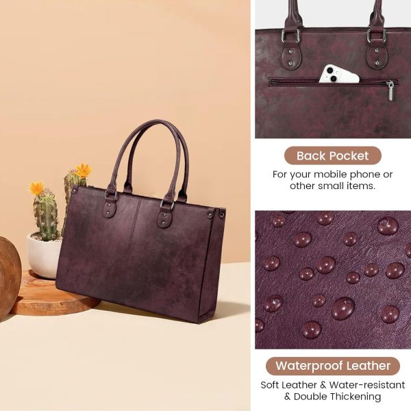 LOVEVOOK Laptop Bag for Women, 15.6 inch Laptop Tote Bag Vintage Work Bags for Women Computer Bag Office Briefcase Handbag - Image 21