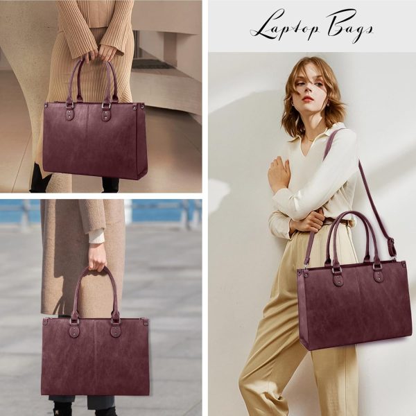 LOVEVOOK Laptop Bag for Women, 15.6 inch Laptop Tote Bag Vintage Work Bags for Women Computer Bag Office Briefcase Handbag - Image 22