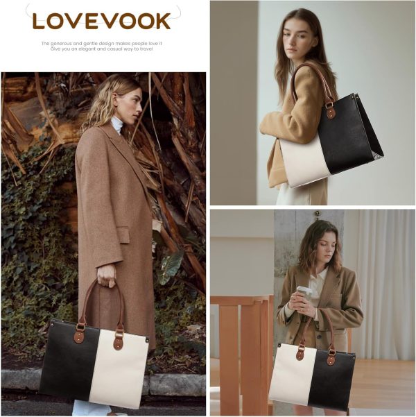 LOVEVOOK Laptop Bag for Women, 15.6 inch Laptop Tote Bag Vintage Work Bags for Women Computer Bag Office Briefcase Handbag - Image 26
