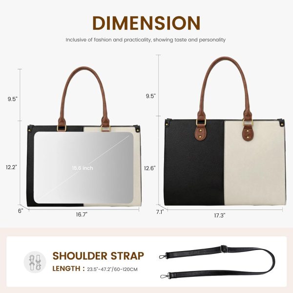 LOVEVOOK Laptop Bag for Women, 15.6 inch Laptop Tote Bag Vintage Work Bags for Women Computer Bag Office Briefcase Handbag - Image 27
