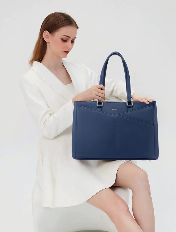 LOVEVOOK Laptop Tote Bag for Women 15.6 Inch Waterproof Leather Computer Bags Business Office Work Briefcase Black - Image 173