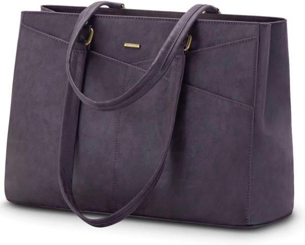 LOVEVOOK Laptop Tote Bag for Women 15.6 Inch Waterproof Leather Computer Bags Business Office Work Briefcase Black - Image 175