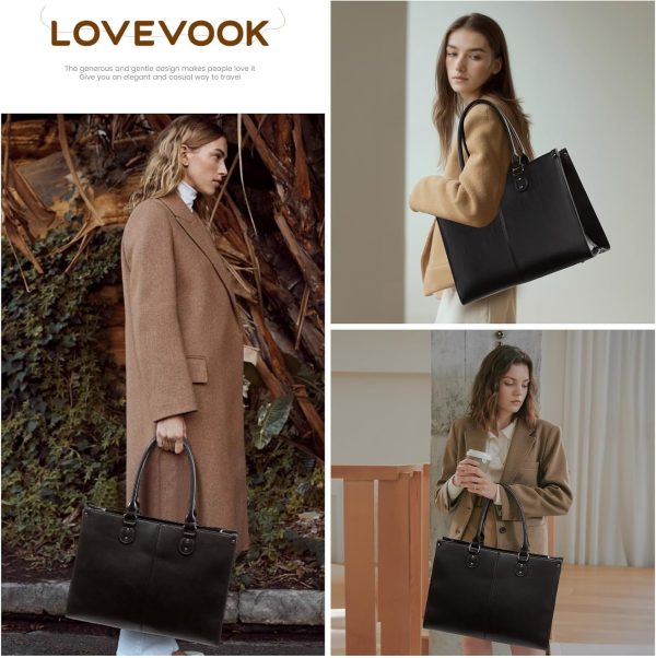 LOVEVOOK Laptop Bag for Women, 15.6 inch Laptop Tote Bag Vintage Work Bags for Women Computer Bag Office Briefcase Handbag - Image 35