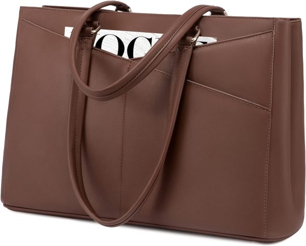 LOVEVOOK Laptop Tote Bag for Women 15.6 Inch Waterproof Leather Computer Bags Business Office Work Briefcase Black - Image 182
