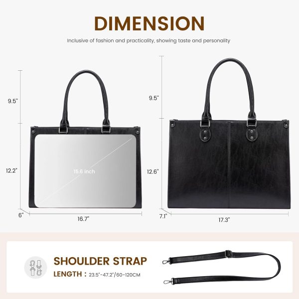 LOVEVOOK Laptop Bag for Women, 15.6 inch Laptop Tote Bag Vintage Work Bags for Women Computer Bag Office Briefcase Handbag - Image 36