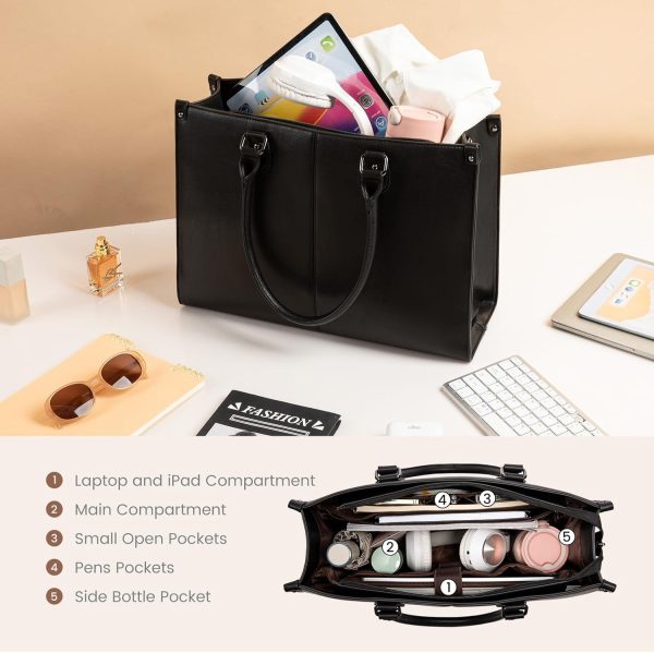 LOVEVOOK Laptop Bag for Women, 15.6 inch Laptop Tote Bag Vintage Work Bags for Women Computer Bag Office Briefcase Handbag - Image 37